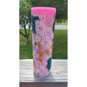 Starbucks 2023 Pink Floral Bunnies Chicks Acrylic Tumbler 16 oz New!